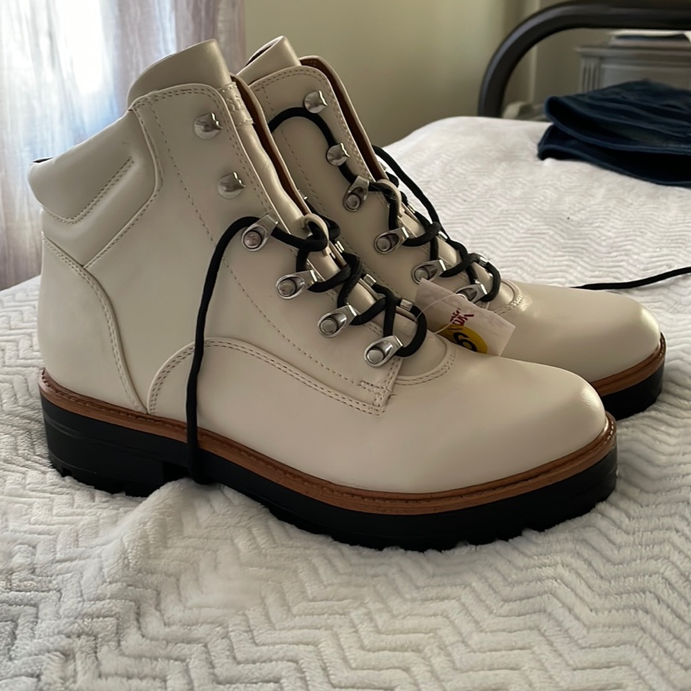Women’s white combat boots